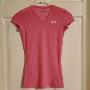 Bright Pink Under Armour Small Heat Gear Top